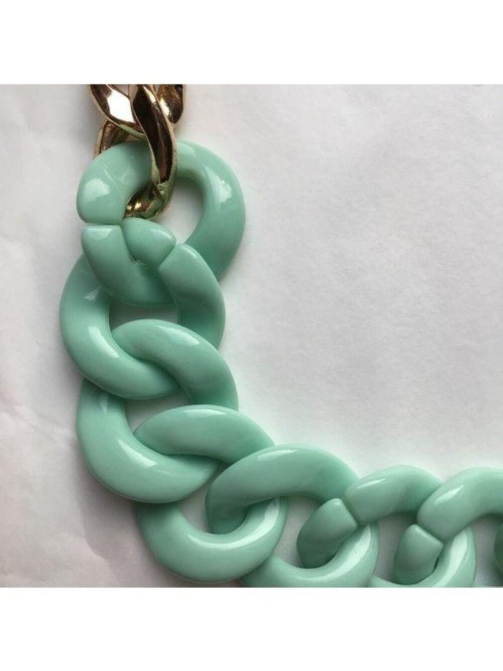Vintage | Chunky Teal & Gold Metal Necklace - Picture 4 of 4